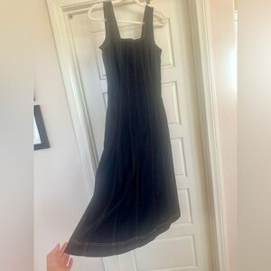Liverpool Dark Blue Denim Midi Dress with pockets and Stitch Detail